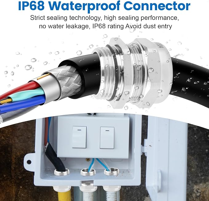 QCG 1/2" NPT Stainless Steel Cable Gland Waterproof IP68, Adjustable - Image 4