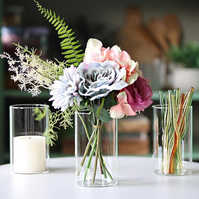 12Pcs Glass Cylinder vases for Centerpieces, 6 Inches Clear Bud Vases for - Image 7