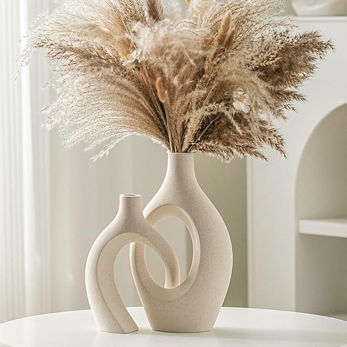 Lvases Snuggle Hollow Ceramic Vase Set of 2 by modernhomedecoration