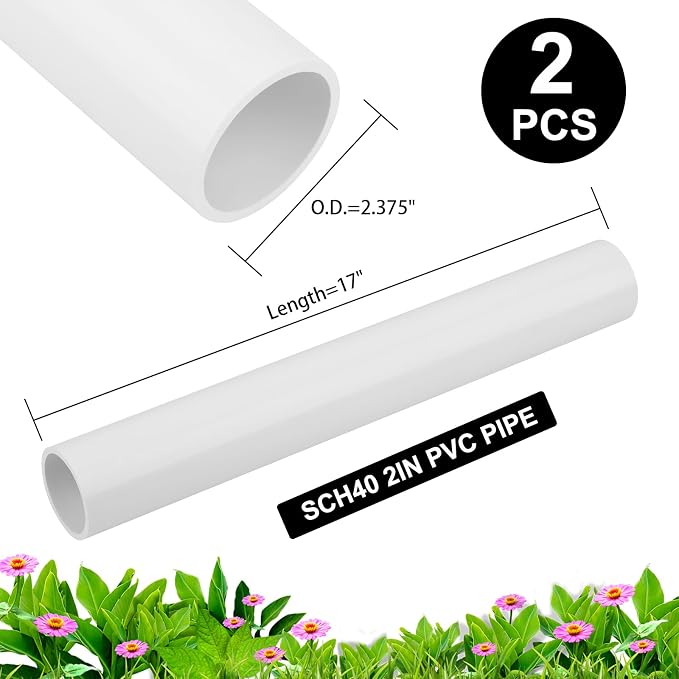 2Pcs 2 Inch PVC Pipe 17" Long White Sch40 Industrial PVC Pipes - Image 3