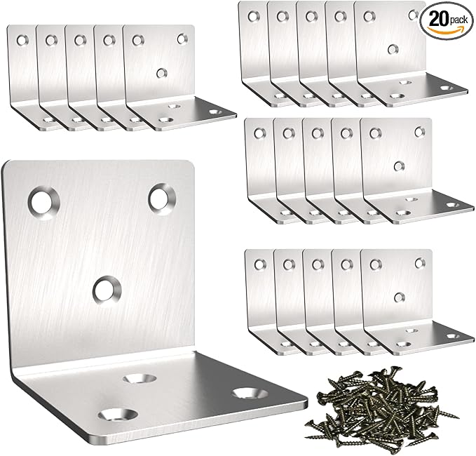 Stainless Steel Corner Bracket, Joint Right Angle Bracket, L Shape Heavy Duty by Aufuga