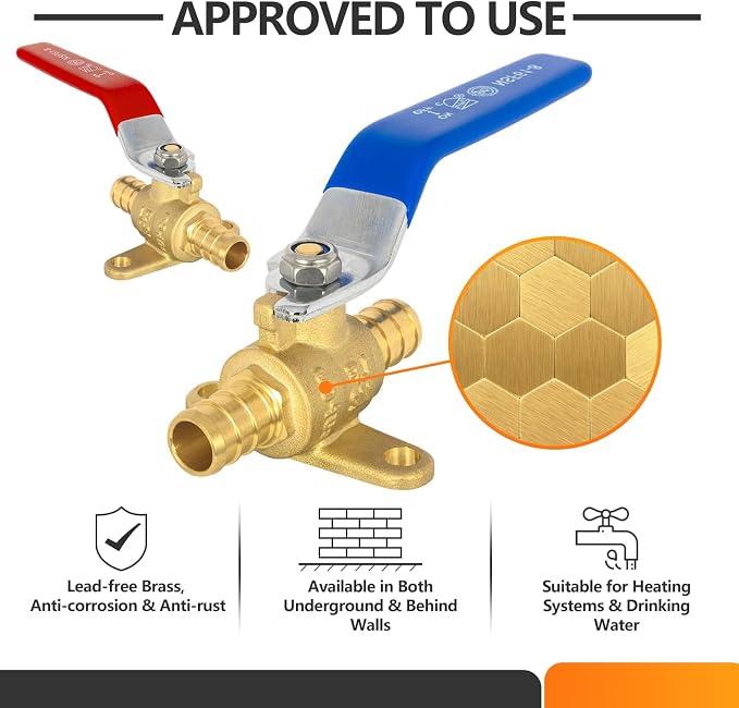 4PC HeSun 1/2 Inch PEX Ball Valves - Image 2