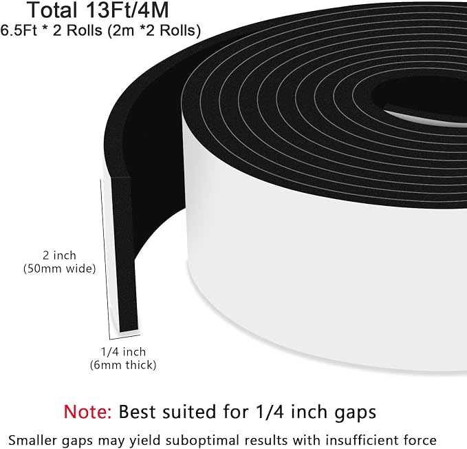 Extra Wide Foam Strip for Door & Windows, Strong Adhesive 2x1/4in | Blocks - Image 4