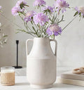 Ceramic Flower Vase with Handles, 11in Tall White Vases by CUCUMI
