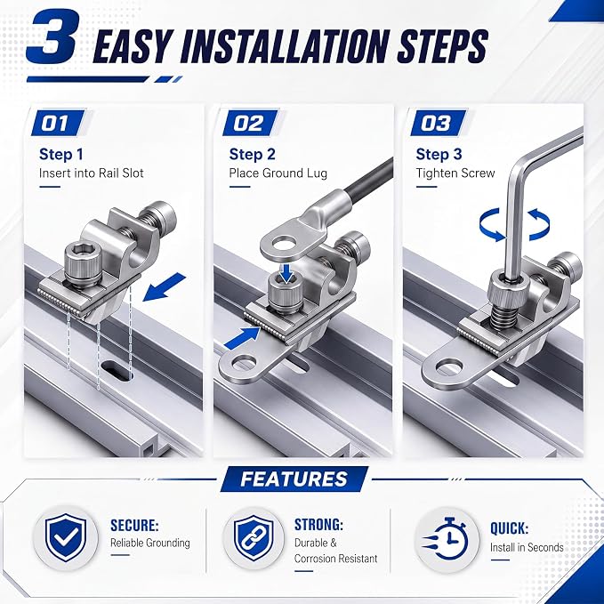 Hicarer 60 Pcs Grounding Lug 6.7mm Aluminium Alloy Rail Connector - Image 4