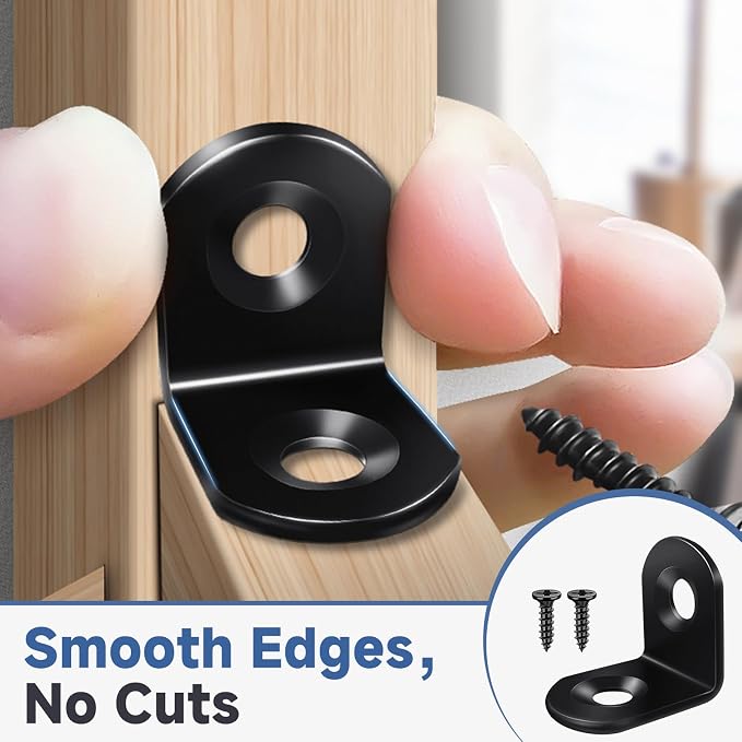 40PCS L Bracket Corner Brace Set, Stainless Steel Corner Bracket | Black Small - Image 4