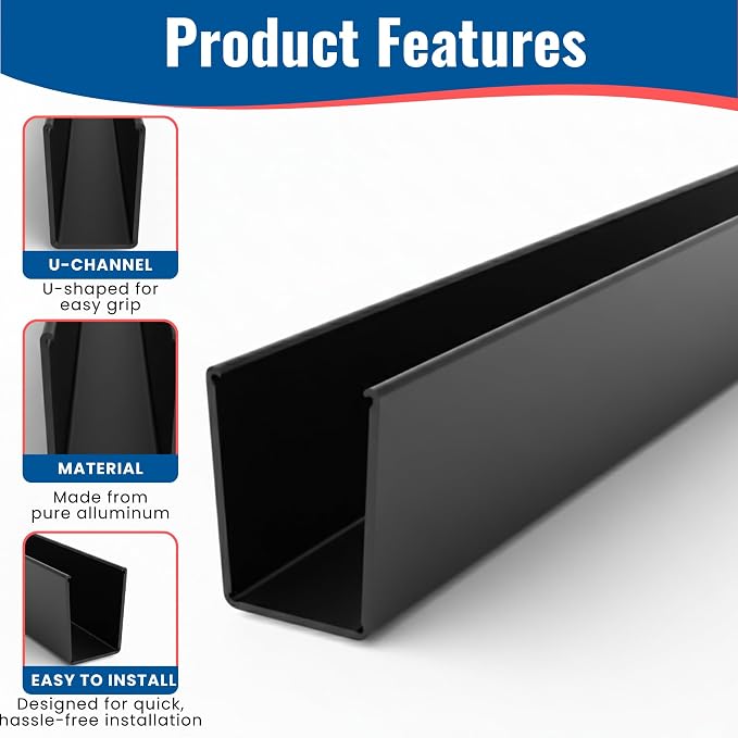 KC Hardware Aluminum Top U Channel Frame 5/8" Wide x 1" Tall - Image 2