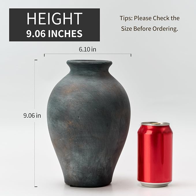 SIDUCAL Ceramic Vintage Flower Vase | 9 Inch Large Pottery Rustic Farmhouse - Image 3