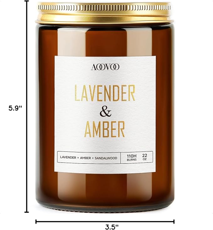 AOOVOO Lavender Amber Candles - 22 oz Scented Candles - Image 7