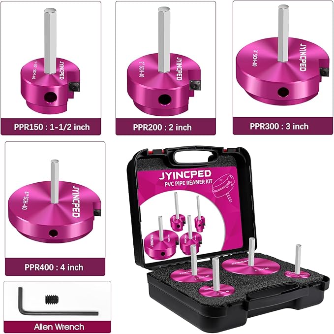 4 Pcs PVC Reamer Kit, Fitting Saver PVC Pipe Reamer Socket Saver Set | Includes - Image 2