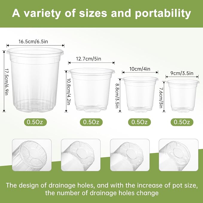 36 Pcs 6/5/4/3.5 In Clear Nursery Plant Pots - Image 4