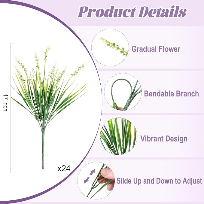Ammyoo 24 Pcs Artificial Fake Plants UV Resistant - Image 3
