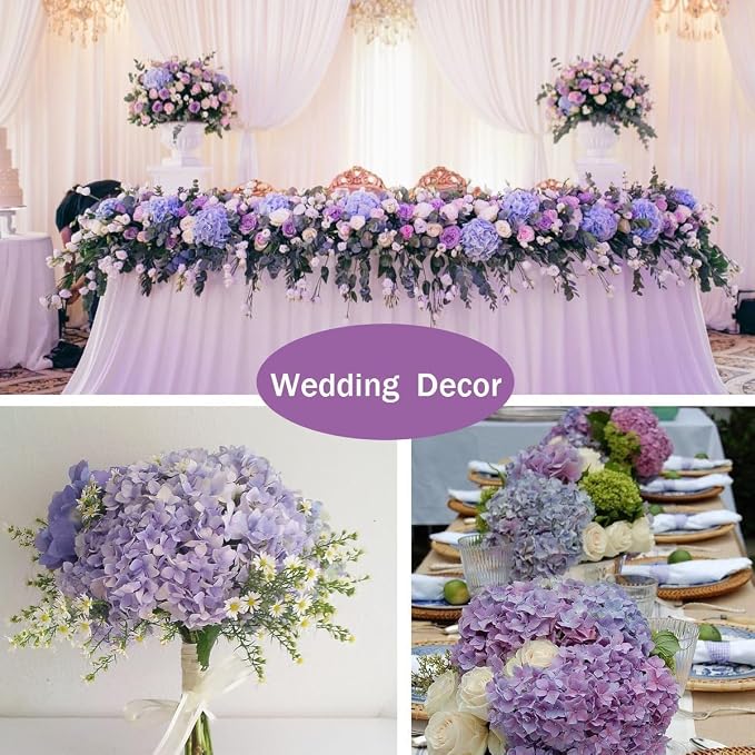 65Pcs Purple Hydrangea Artificial Flowers Bulk，Realistic Silk Fake Flowers - Image 4