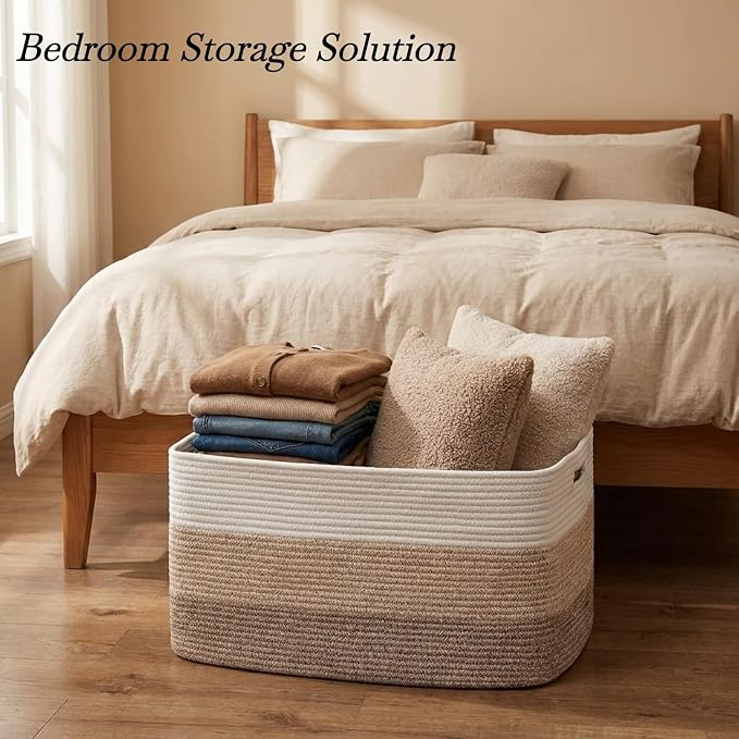 Optish 75L Large Woven Blanket Basket, Storage Basket - Image 7