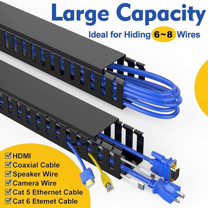 Open Slot Wiring Raceway Cable Duct, Cable Management Cord Track | 123" open - Image 3