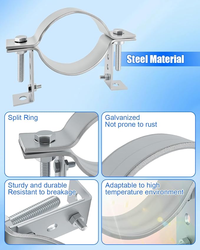 4 Inch Adjustable Pipe Bracket, Split Ring Stove Hanger Chimney Pipe Holder | B - Image 5