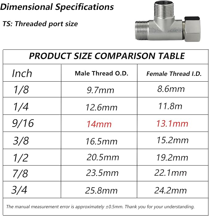 Brass 3/8" or 9/16" T-Type 3-Way Tee Splitter | 3-way pipe adapter - Image 2