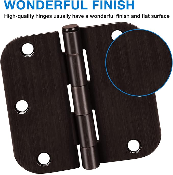 TDCHINGES Rounded Door Hinges 3.5" x 3 1/2" Oil Rubbed Bronze 5/8" 18 Pack | - Image 3