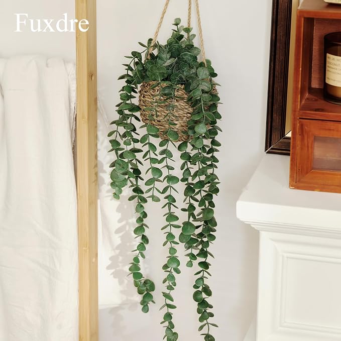 3 Pack Mini Artificial Hanging Greenary Fake Hanging Plants in Basket - Image 6
