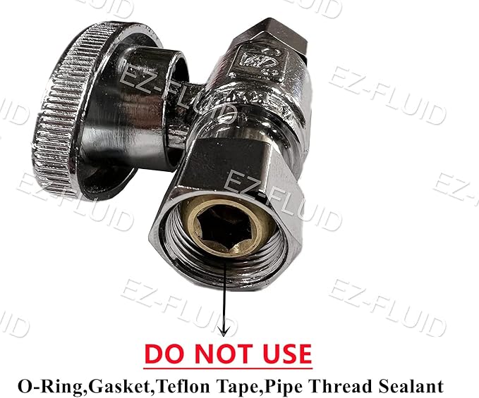 EZ-Fluid 3/8" O.D Female Compression x 3/8" O.D Male Comp. Brass Quarter Turn - Image 2