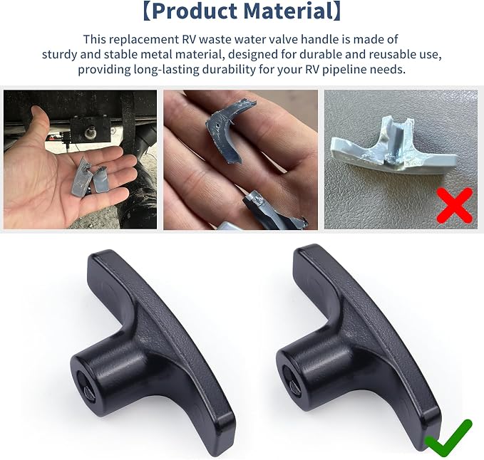 2 PCS Metal RV Waste Valve Handle Kits, - Image 4