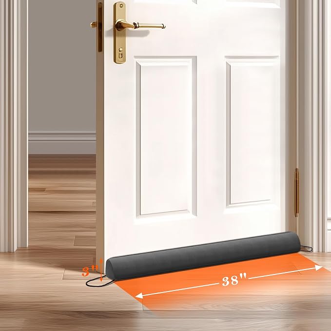 Sunolga Door Draft Stopper, Removable Washable Cover, Dark Gray | Weighted Gap - Image 2