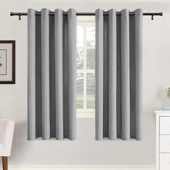 H.VERSAILTEX Soft Faux Linen Curtains 63 Inch Length 2 Panels by HVERSAILTEX