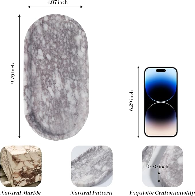 Real Luxurious Natural Marble Vanity Tray, Stone Perfume Trays Jewelry Dish - Image 3