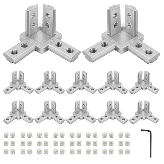 12pcs 3030 Hardware 3-Way Angel Bracket Corner Connector Silver | by SeekLiny