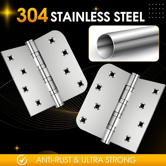 304 Stainless Steel Door Hinges 4 inch X 4 inch Heavy Duty Ball Bearing Non - Image 3