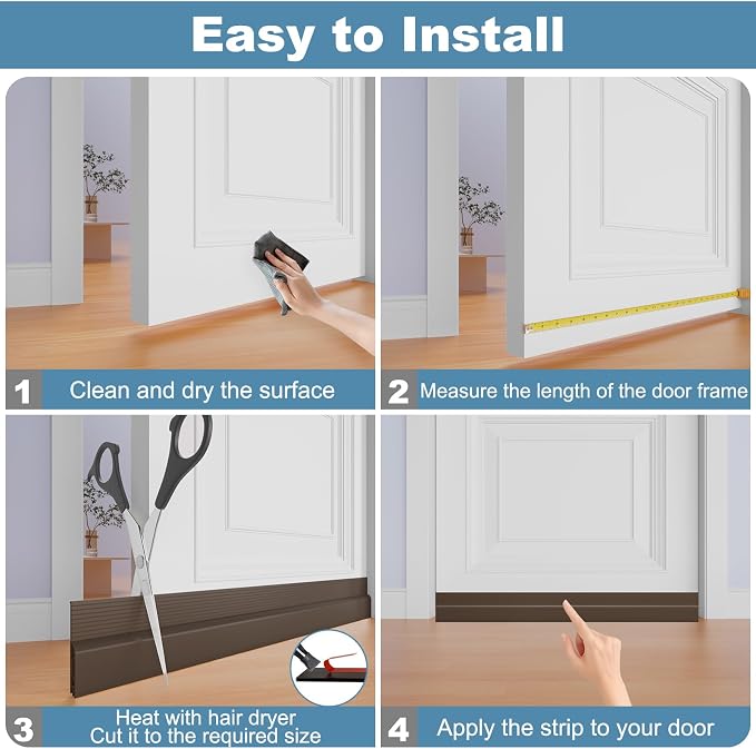 Door Draft Stopper, Door Sweep, Weather Stripping Seal 39Inch Brown | Silicone - Image 8