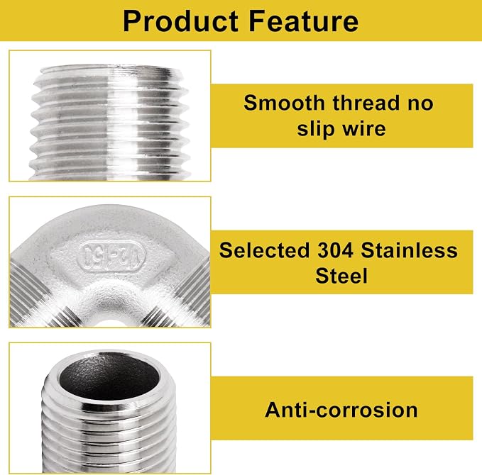 1" x 1" NPT 90 Degree Elbow 304 Stainless Steel Pipe Fittings Male Threaded - Image 4