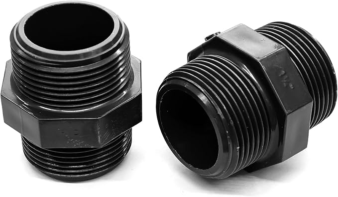 2PCS 1-1/4" PVC Hex Nipple Fitting, G1-1/4 X G1-1/4 Male Thread Coupling Adapter - Image 4