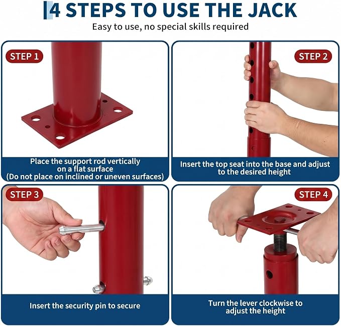 Adjustable Jack Post 56"-100", 18000LBS House Jacks | Heavy duty steel support - Image 3