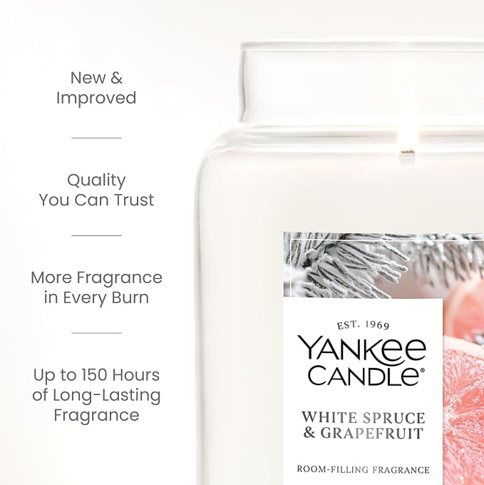 Yankee Candle White Spruce & Grapefruit Scented Candle, 22oz Large Jar - Image 3