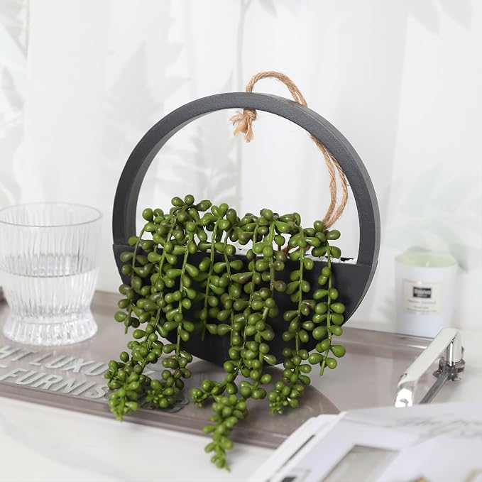 2pcs Artificial Succulents Hanging Plants 20.1'' Fake String of Pearls in Pot - Image 7