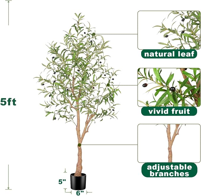 FEELEAD 5FT Artificial Olive Tree - Image 2