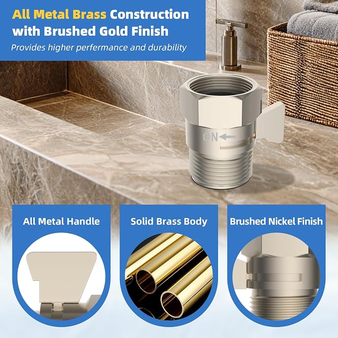 Hibbent All Metal 3 Pack Shower Head Flow Control Valve, G1/2 Brass Shut-off - Image 2