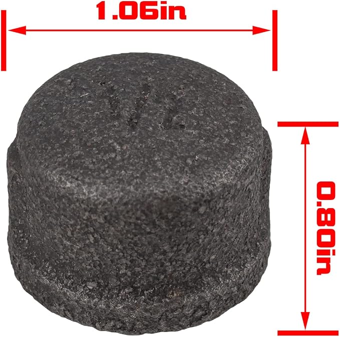 Pack of 10 Malleable Iron Cast Pipe Fitting Cap Caps 1/2" Inch Threaded Pipe - Image 6