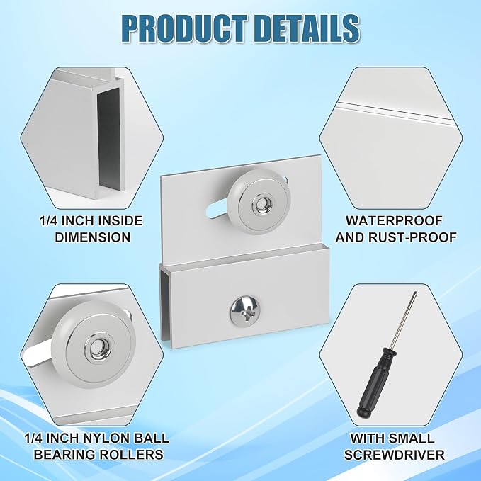 2 Pcs Shower Door Rollers, M 6054 Sliding Glass Door Rollers – Frameless Shower - Image 3