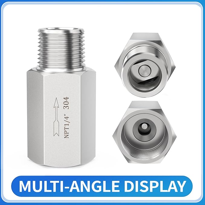 ChillWaves 304 Stainless Steel In-Line Siamese Check Valve 1/4" NPT Male x 1/4" - Image 3