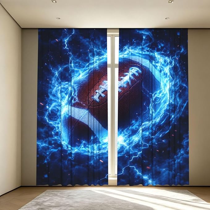 Football Storm Electric Window Curtains 2 Panels Set, 52 X 84 Inch Polyester by Unknown