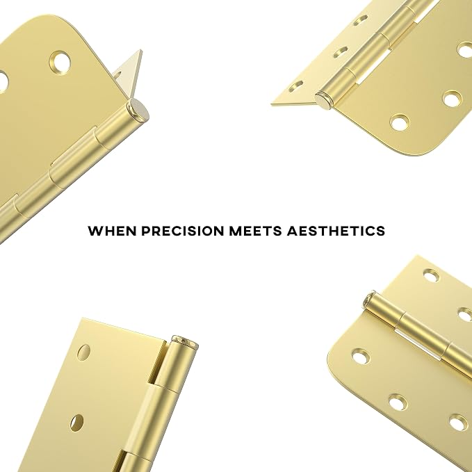 goldenwarm Pack of 3 4in Door Hinges Brushed Brass Gold Door Hinges Butt Hinges - Image 5