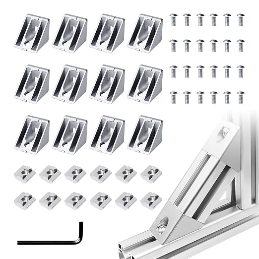 12pcs 4040 45 Degree Inside Corner Angle Support Bracket Silver | 40x40 by SeekLiny