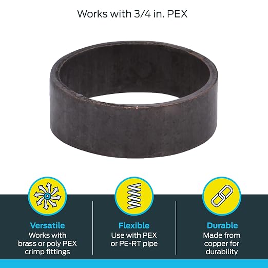 SharkBite 3/4 Inch Copper Crimp Rings, PEX Pipe - Image 3