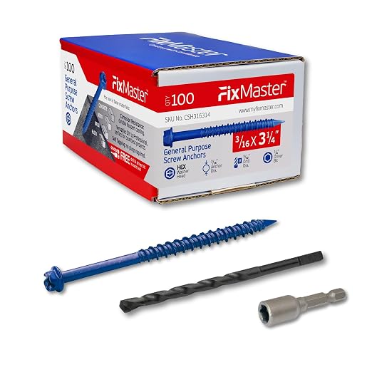 3/16 x 3-1/4" Hex Head Blue Concrete Screw Anchors by Unknown