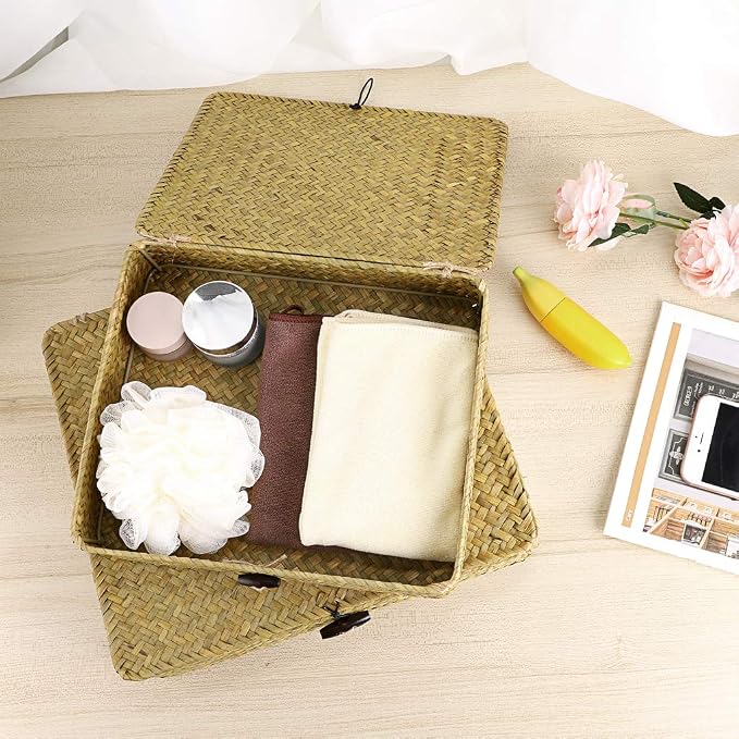 Hipiwe 2 Packs Flat Wicker Basket Box - Image 5