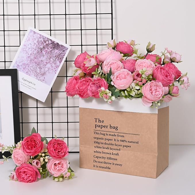 12 Packs Peonies Artificial Flowers, Mixed Pink Silk Artificial Peonies | Fake - Image 6