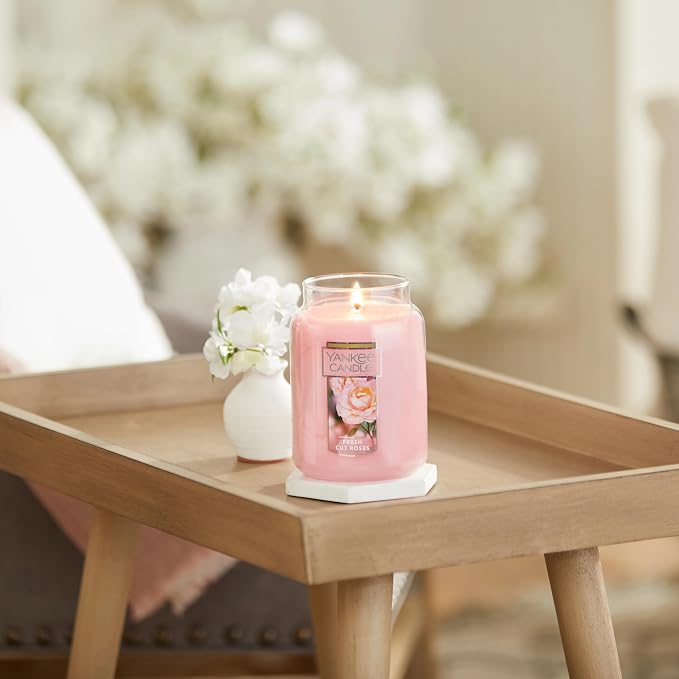 Yankee Candle Fresh Cut Roses Scented Premium 22oz Single Wick Candle Over 110 - Image 3