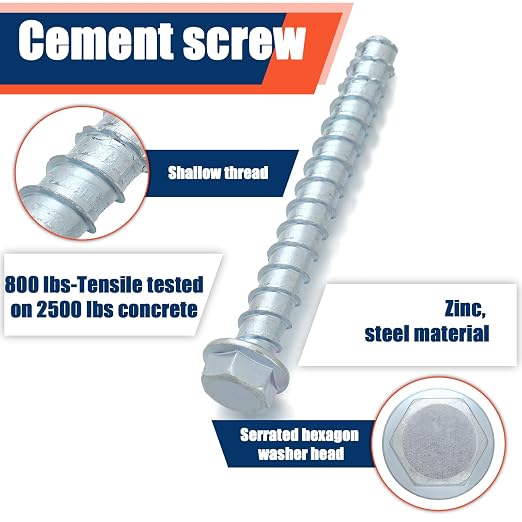 Tandefio 40 Pack 5/8 x 6 Concrete Anchors and Screw Kits Galvanized | Large - Image 3